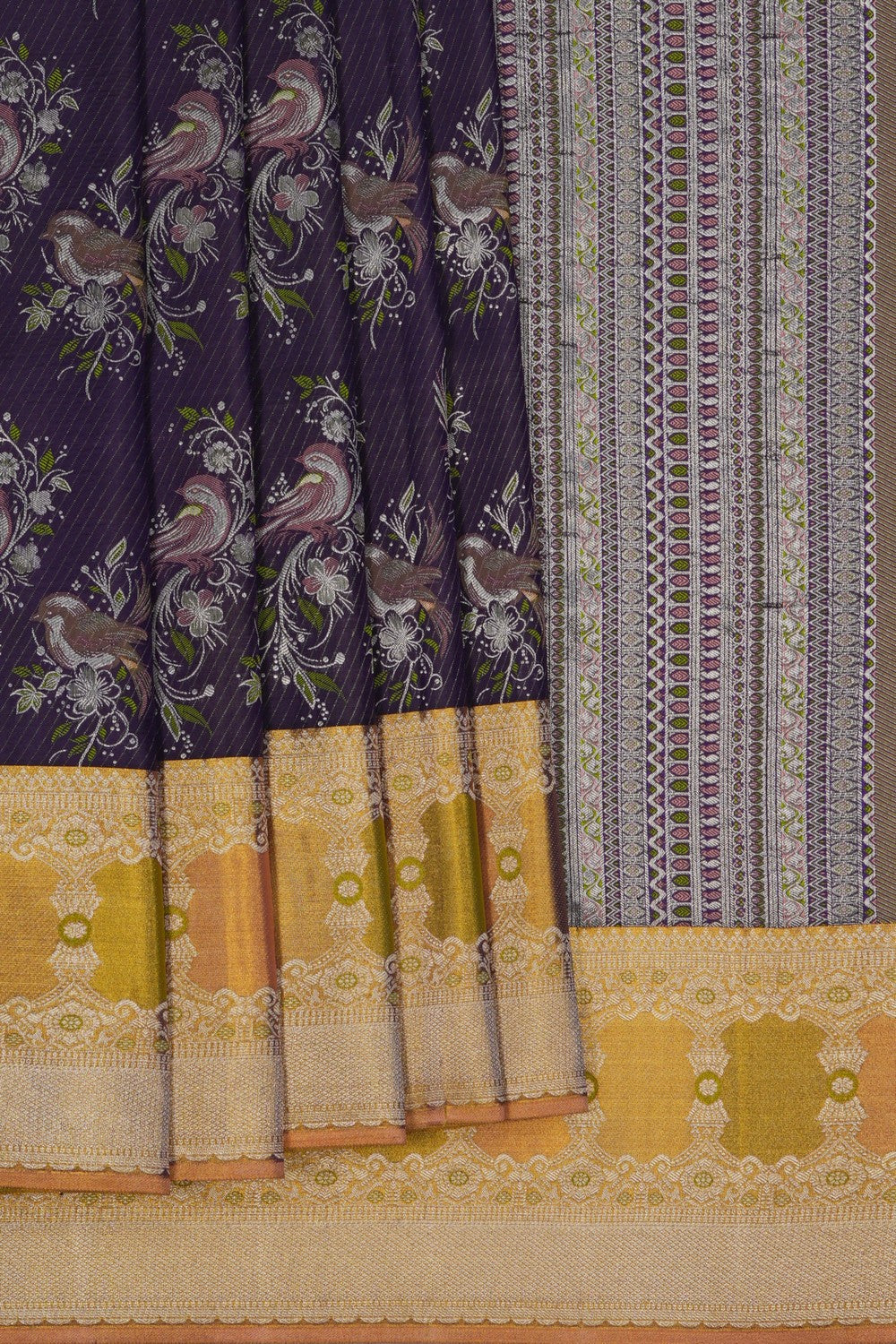 Image of Kanjivaram Silk Brocade Purple Saree