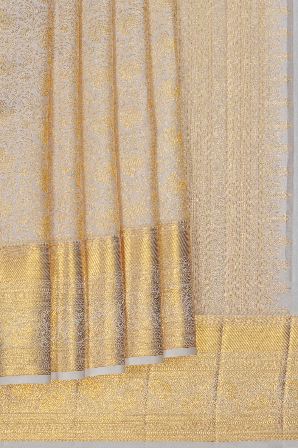 Image of Kanjivaram Silk Brocade Off-White Saree