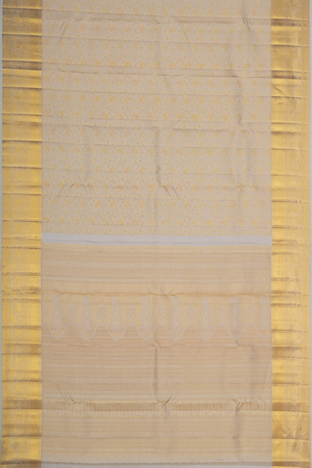 Image of Kanjivaram Silk Brocade Off-White Saree