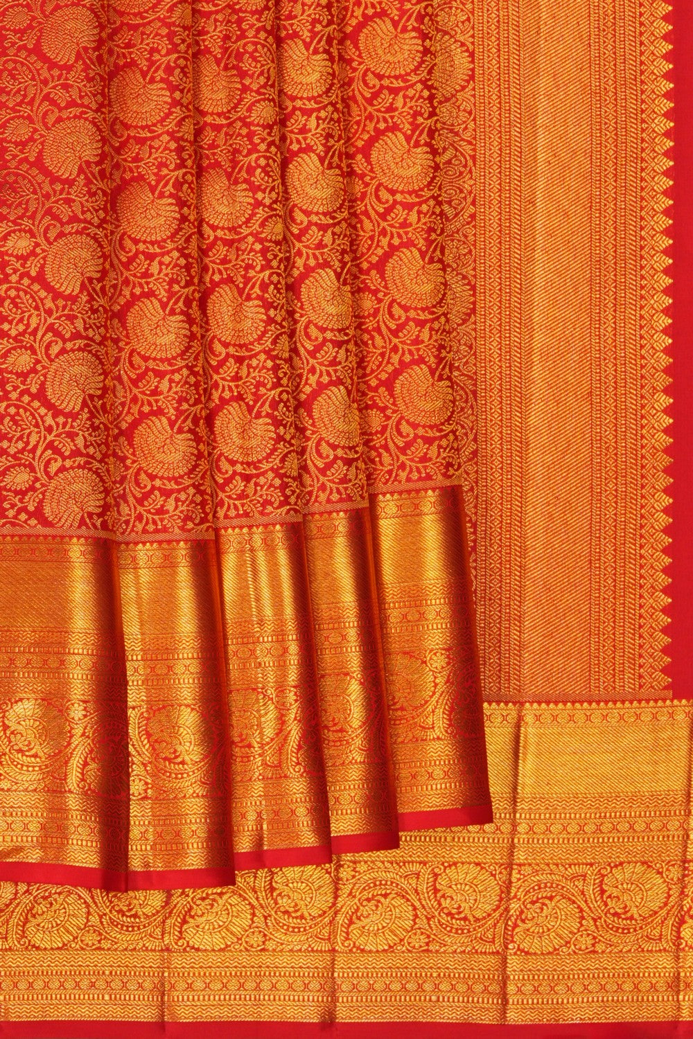 Image of Kanjivaram Silk Brocade Red Saree