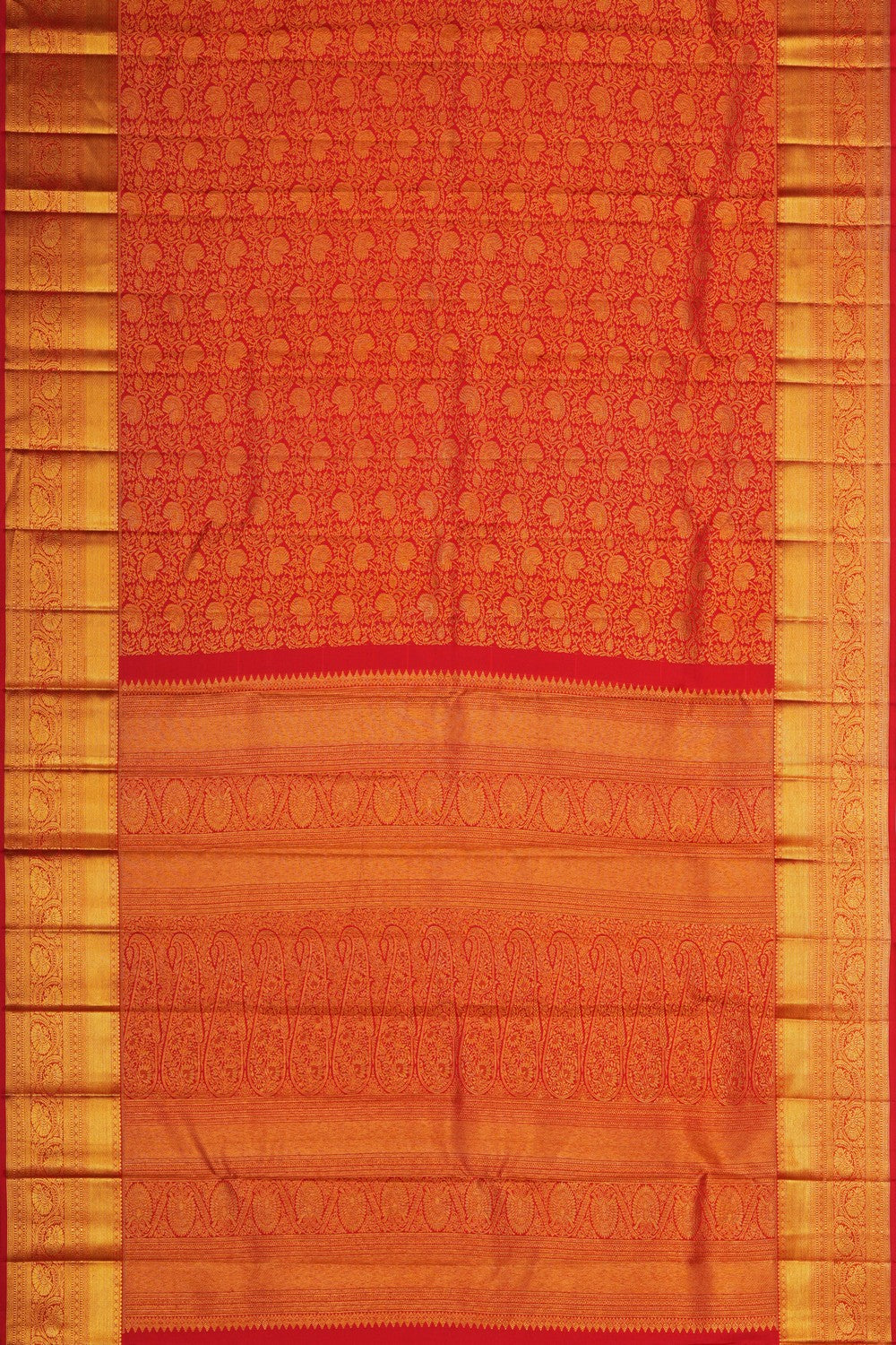 Image of Kanjivaram Silk Brocade Red Saree