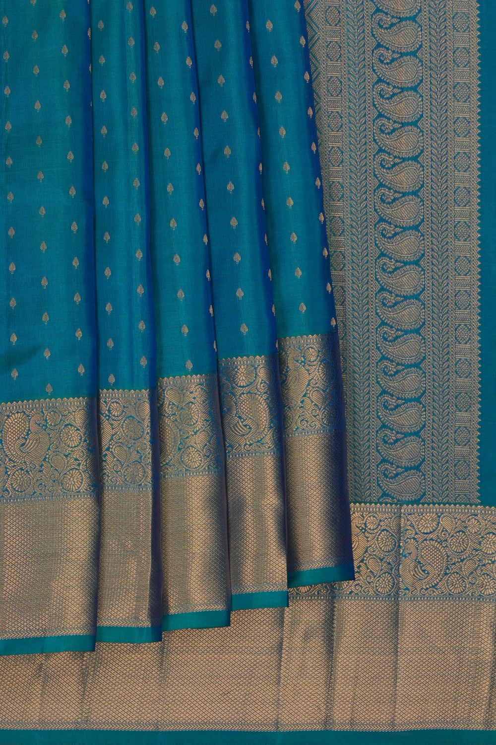 Image of South Silk Teal Blue Saree