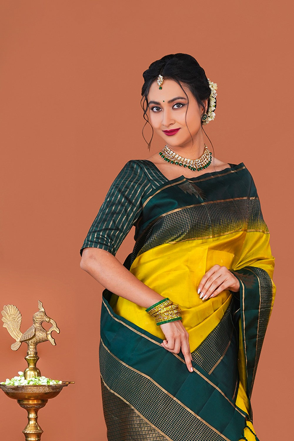 Image of South Silk Yellow Saree