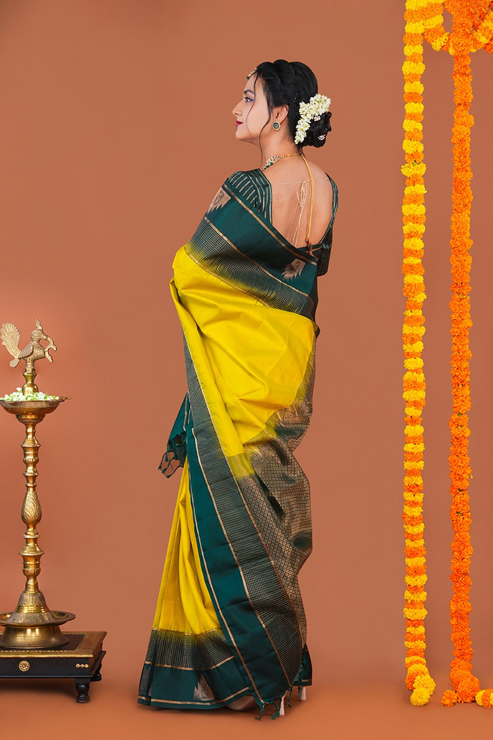 Image of South Silk Yellow Saree