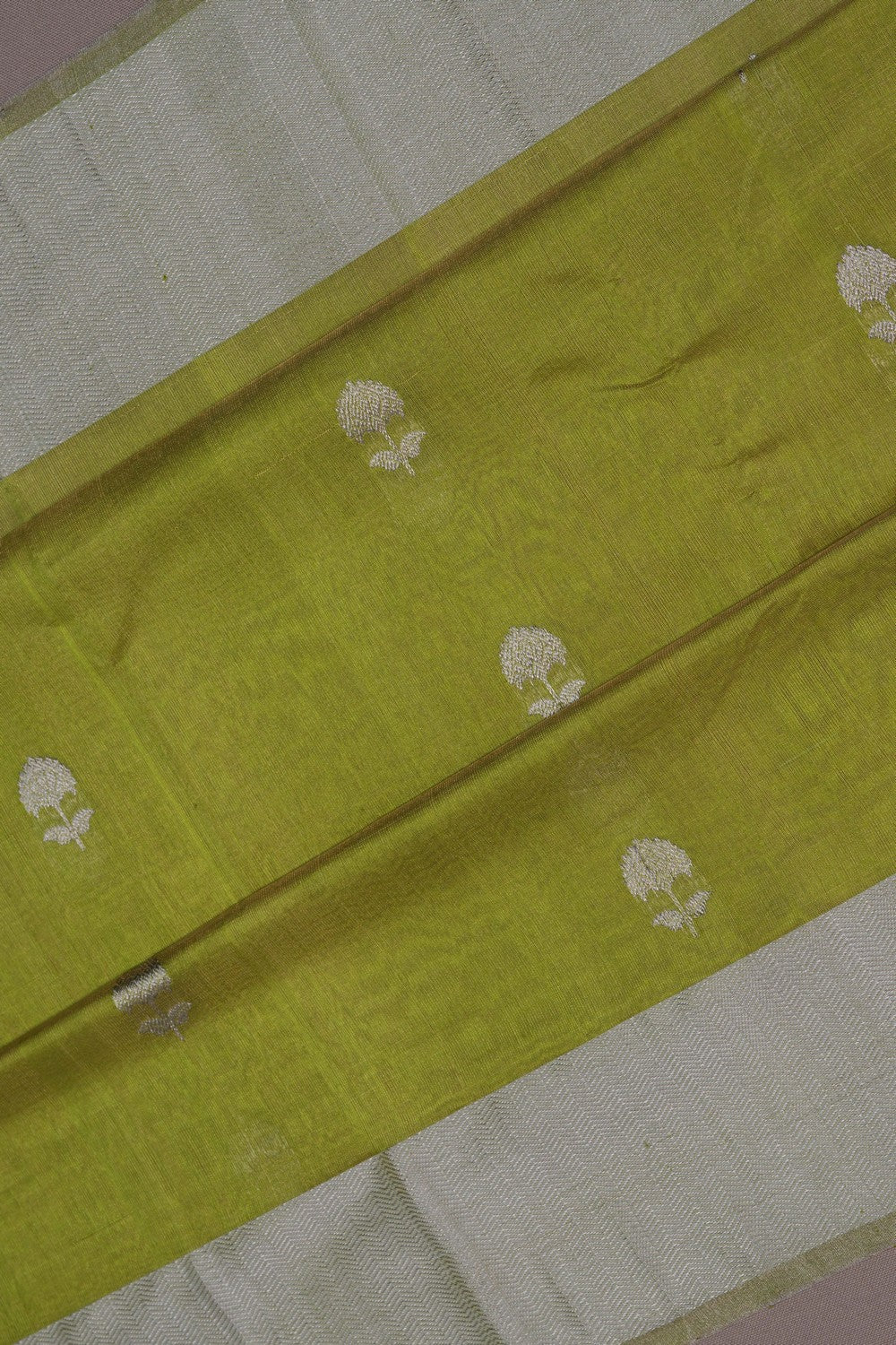 Image of Chanderi Tissue Silk Green Saree