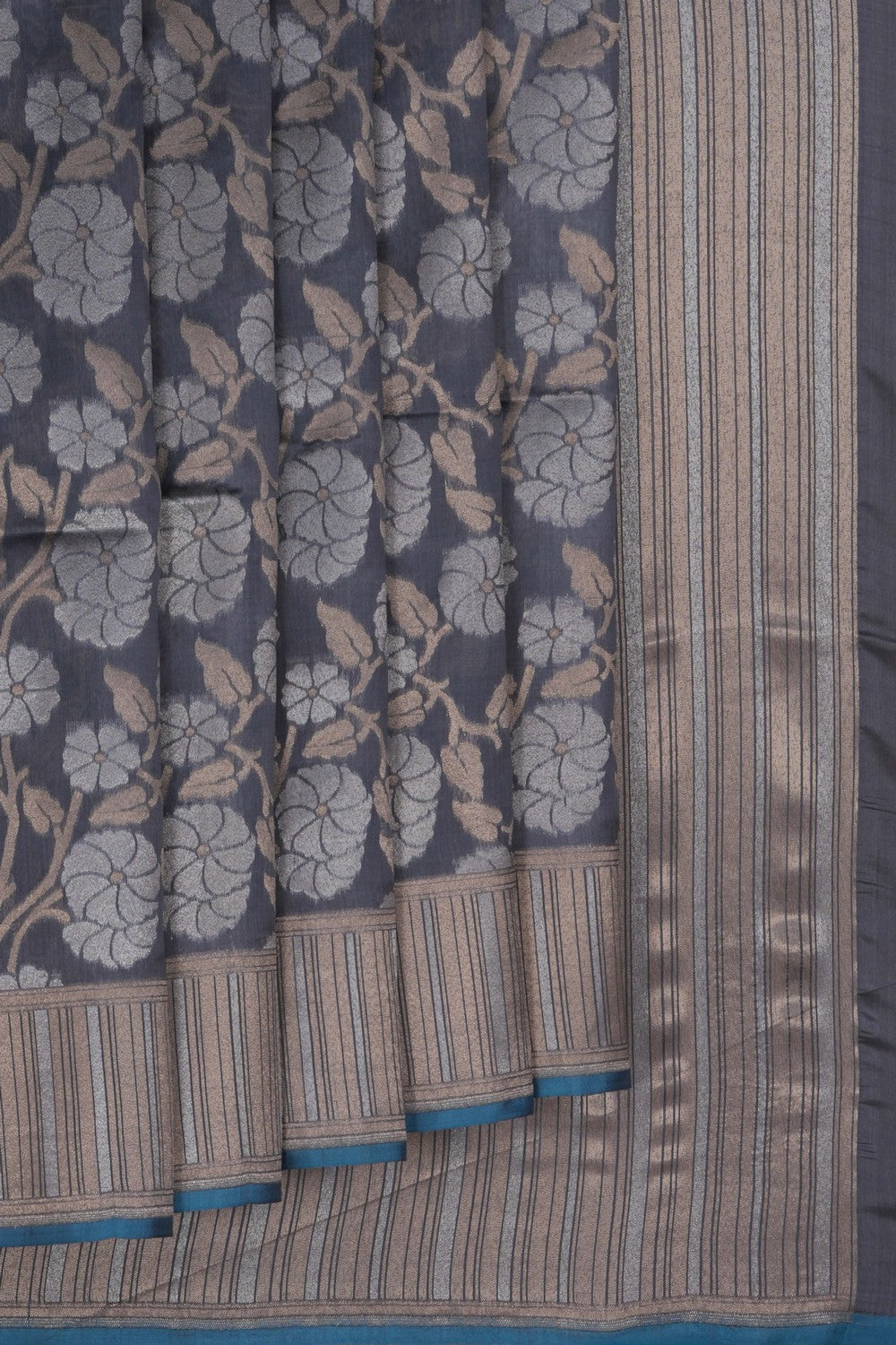 Image of Banarasi Silk Brocade Grey Saree