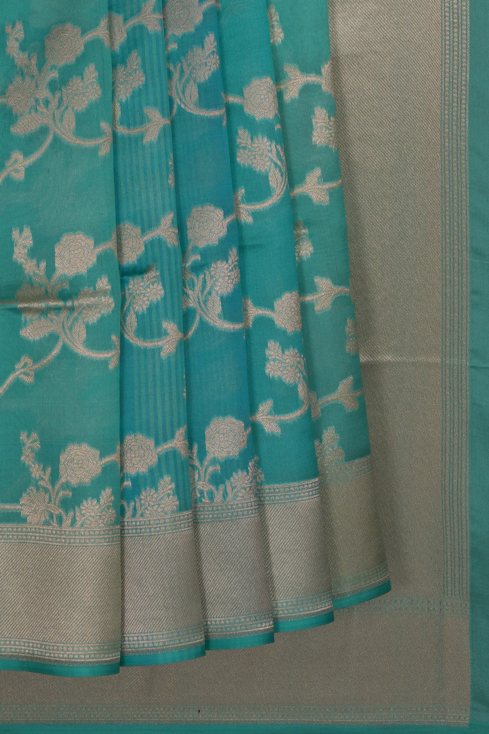 Image of Banarasi Silk Brocade Turquoise Green Saree