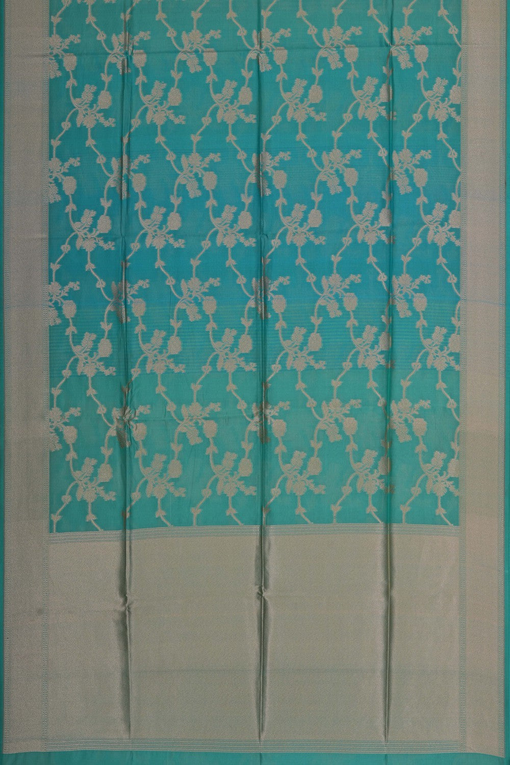 Image of Banarasi Silk Brocade Turquoise Green Saree