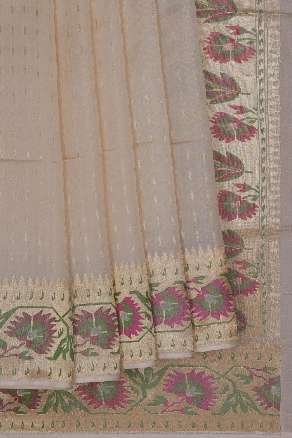 Image of Banarasi Silk Ivory Off-White Saree