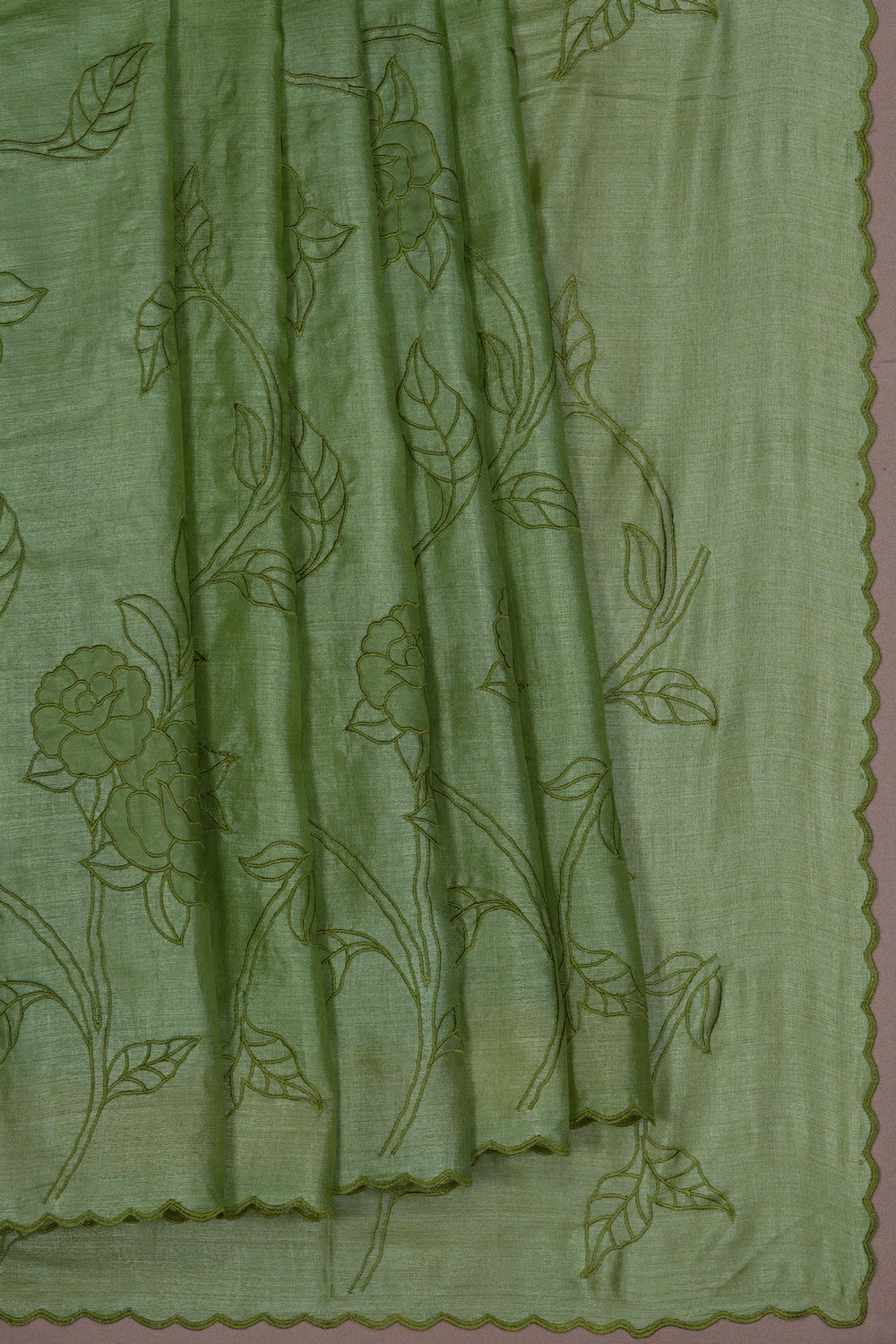 Image of A Tussar Silk Embroidered Saree