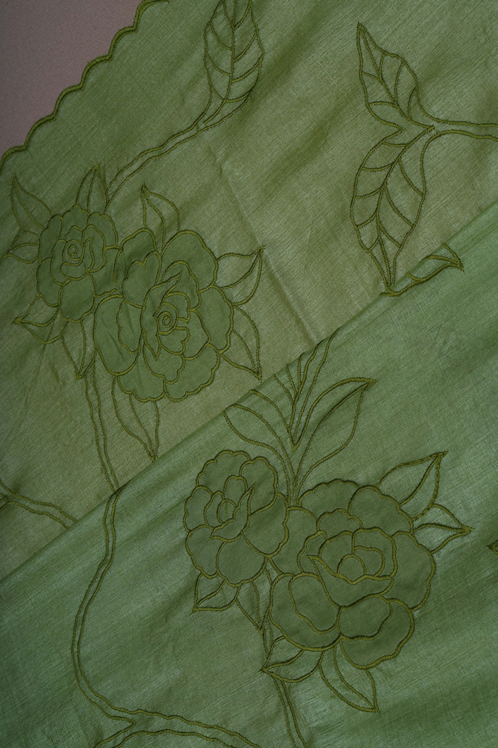 Image of A Tussar Silk Embroidered Saree
