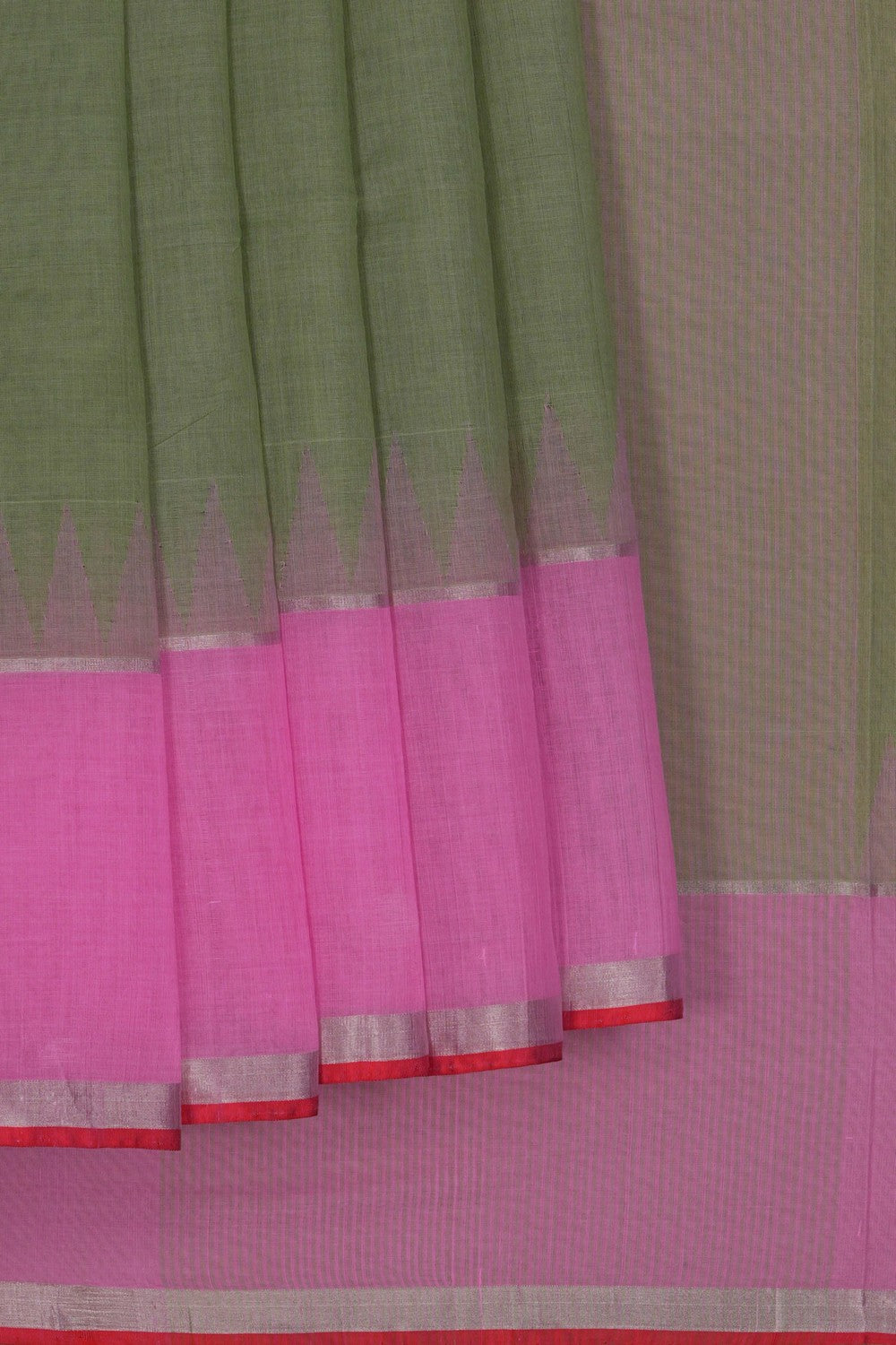 Image of Ponduru Cotton Sage Green Saree