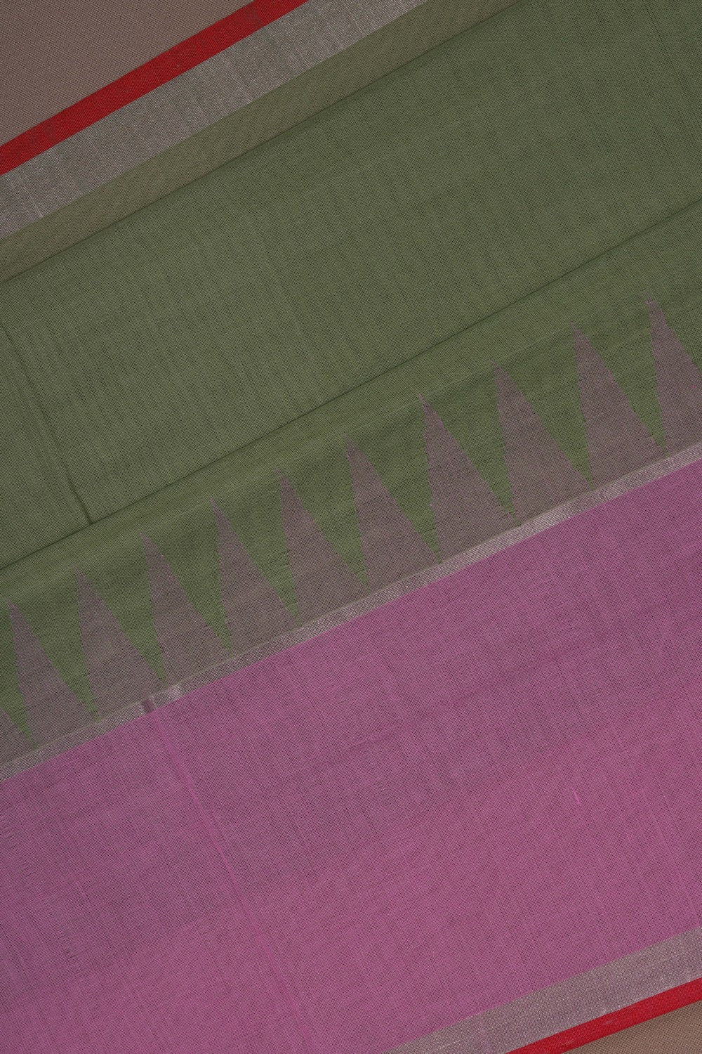 Image of Ponduru Cotton Sage Green Saree