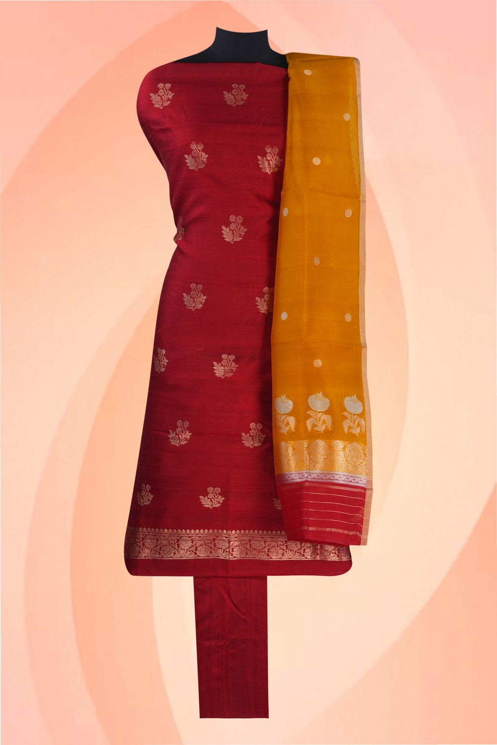 Image of Elegant Banarasi Dupion Silk Suit Material (3 Pcs Set)