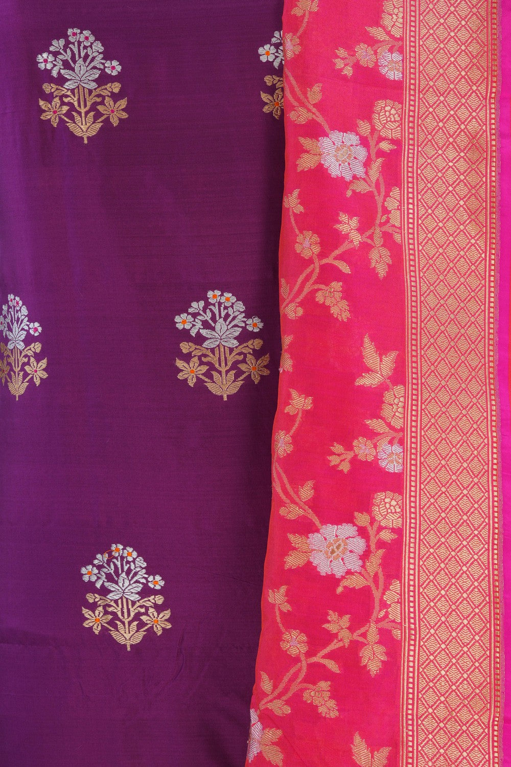 Image of Elegant Banarasi Katan Silk Suit Material (3 Pcs Set)
