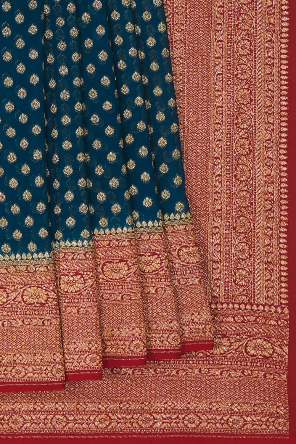 Image of Banarasi Georgette Peacock Blue Saree