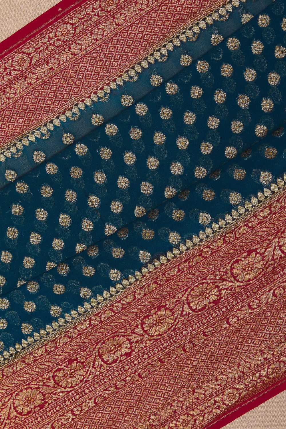 Image of Banarasi Georgette Peacock Blue Saree