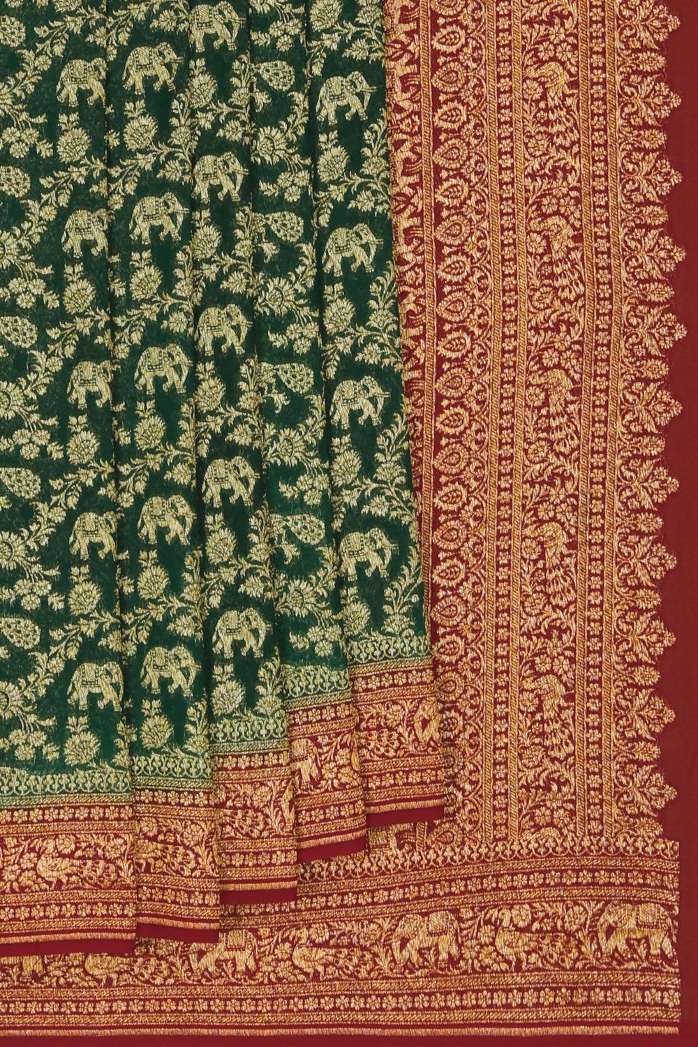 Image of Banarasi Georgette Green Saree