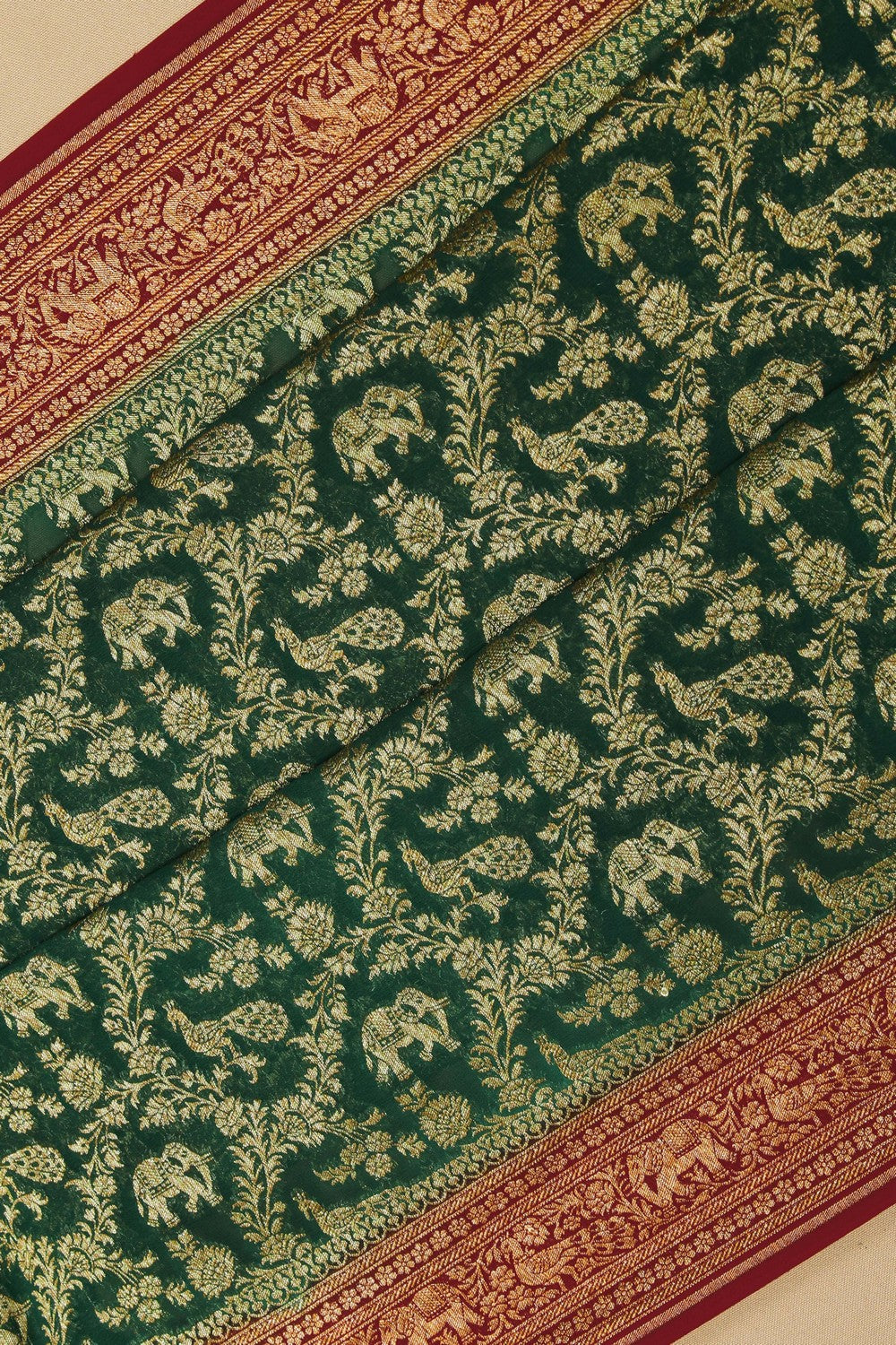 Image of Banarasi Georgette Green Saree