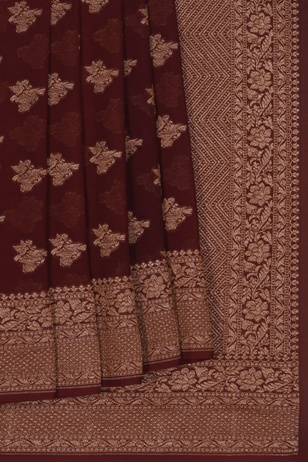 Image of Banarasi Georgette Brown Saree