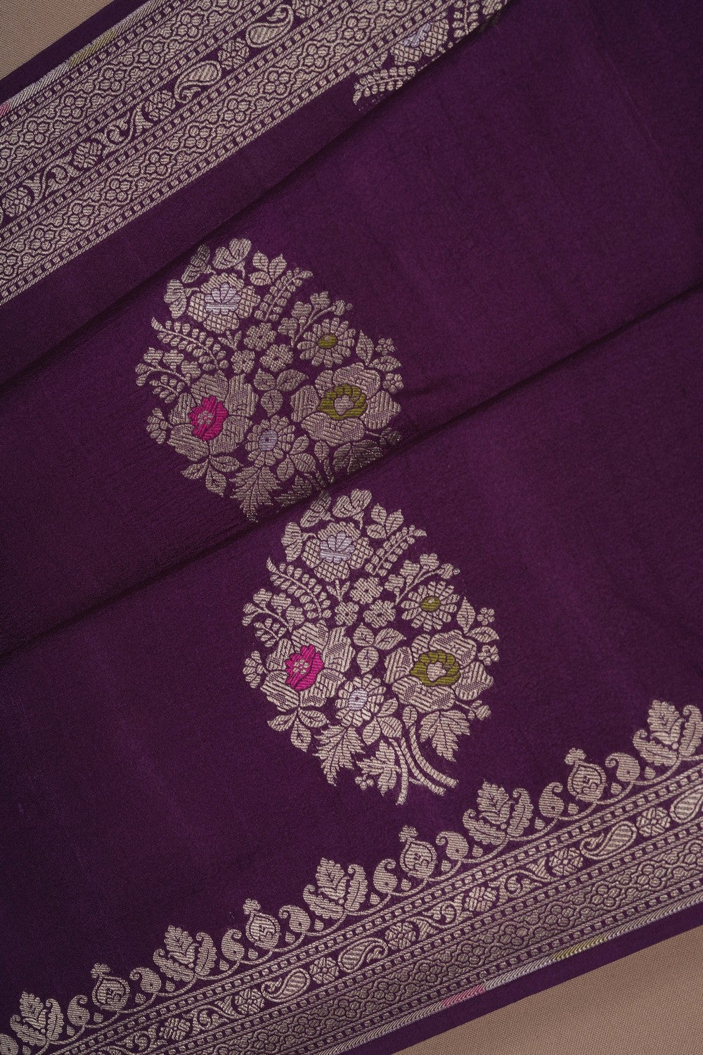 Image of Banarasi Tussar Silk Purple Saree