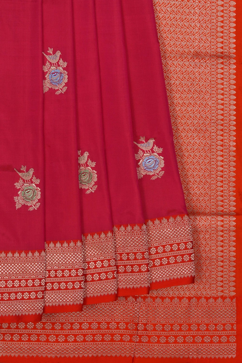 Image of Banarasi Silk Red Saree