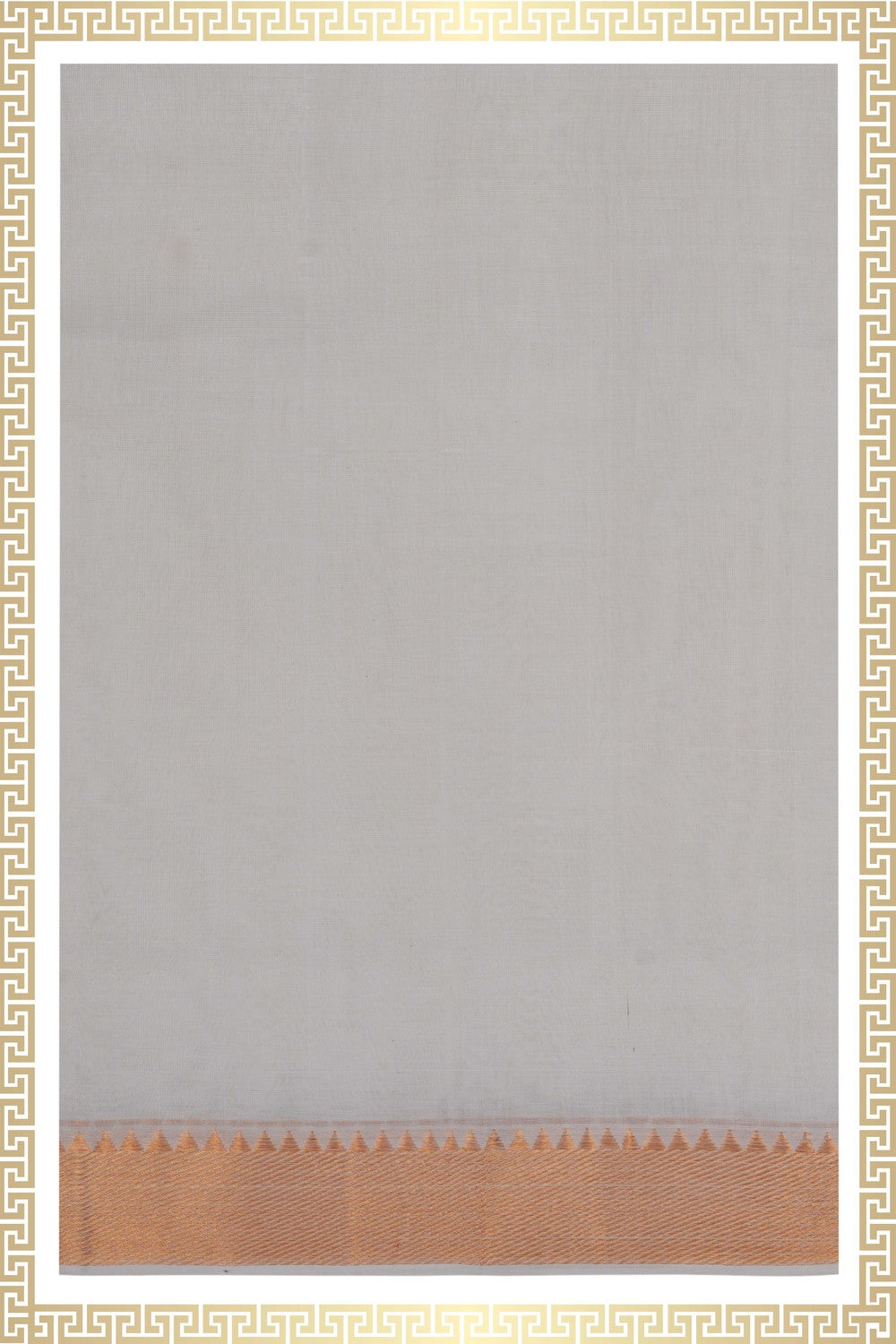 Image of Mangalgiri Silk White Dhoti With Kanduva (8 X 4)