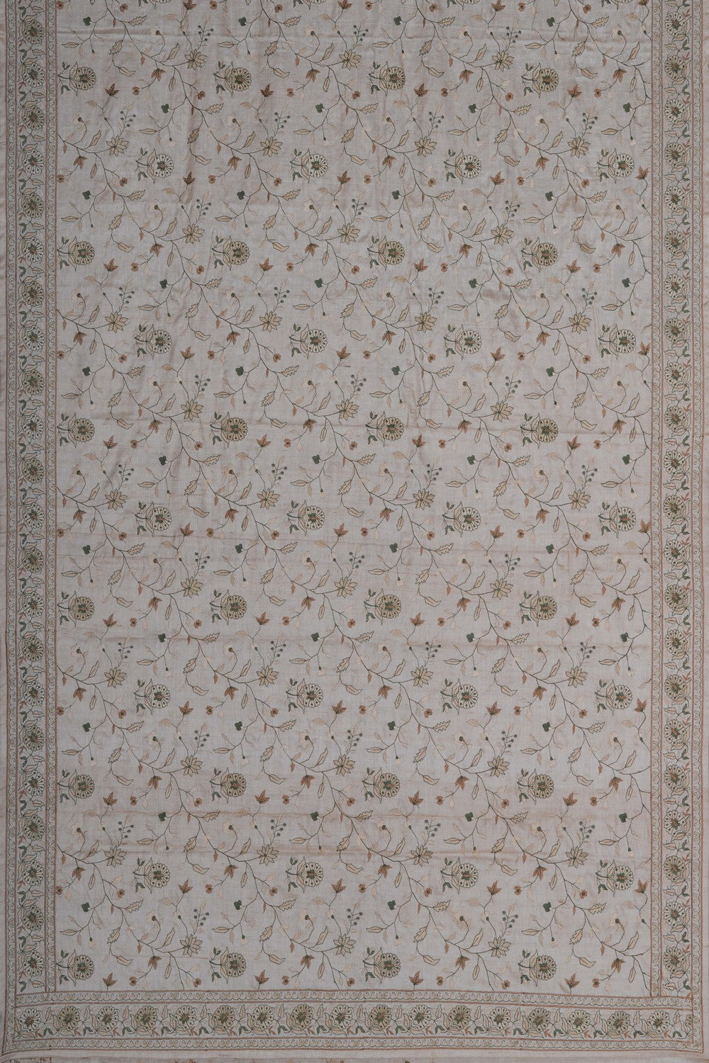Image of A Floral Embroidery Tussar Silk Saree