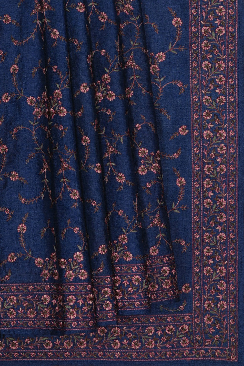 Image of A Floral Embroidery Tussar Silk Saree