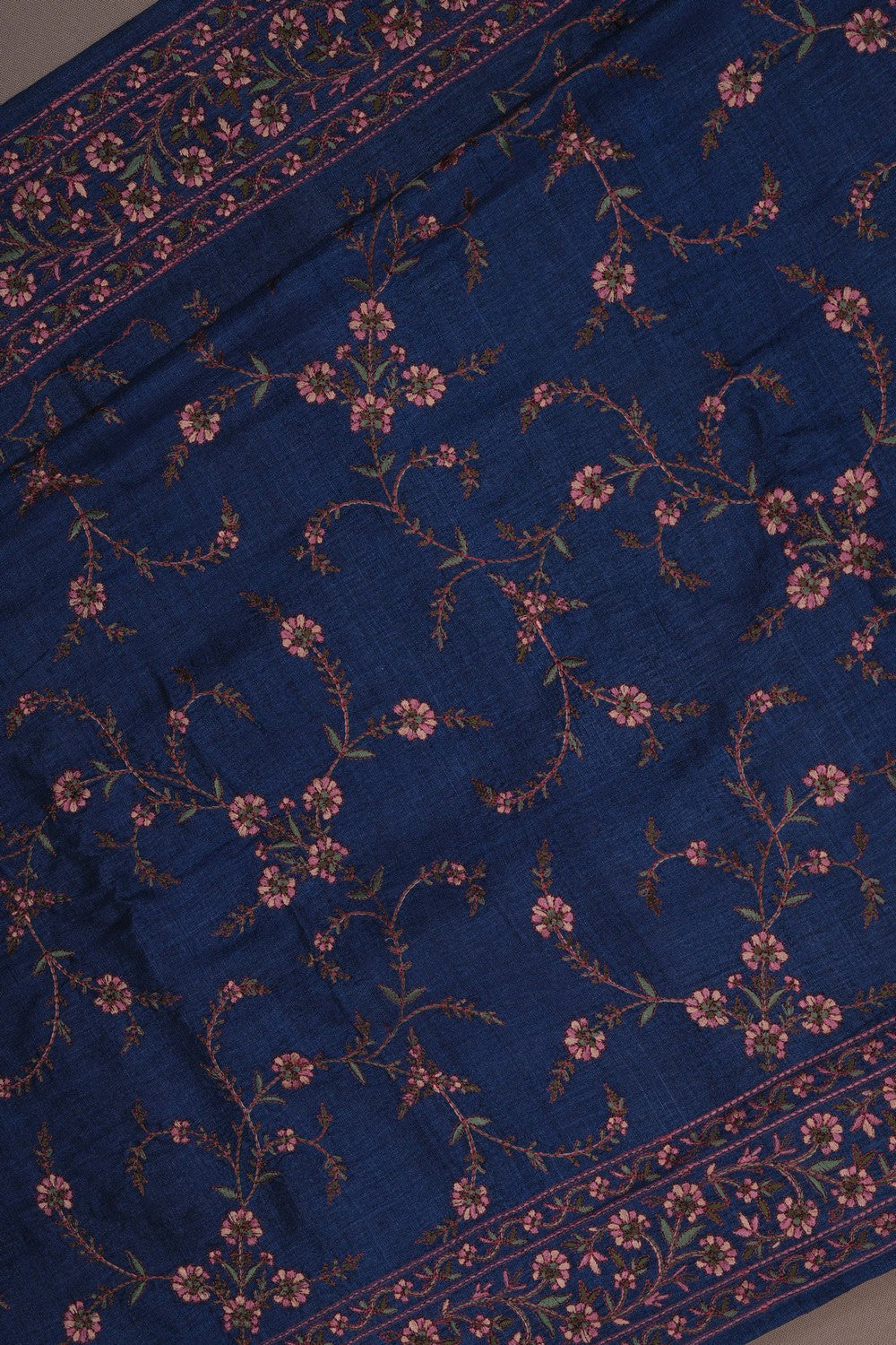 Image of A Floral Embroidery Tussar Silk Saree