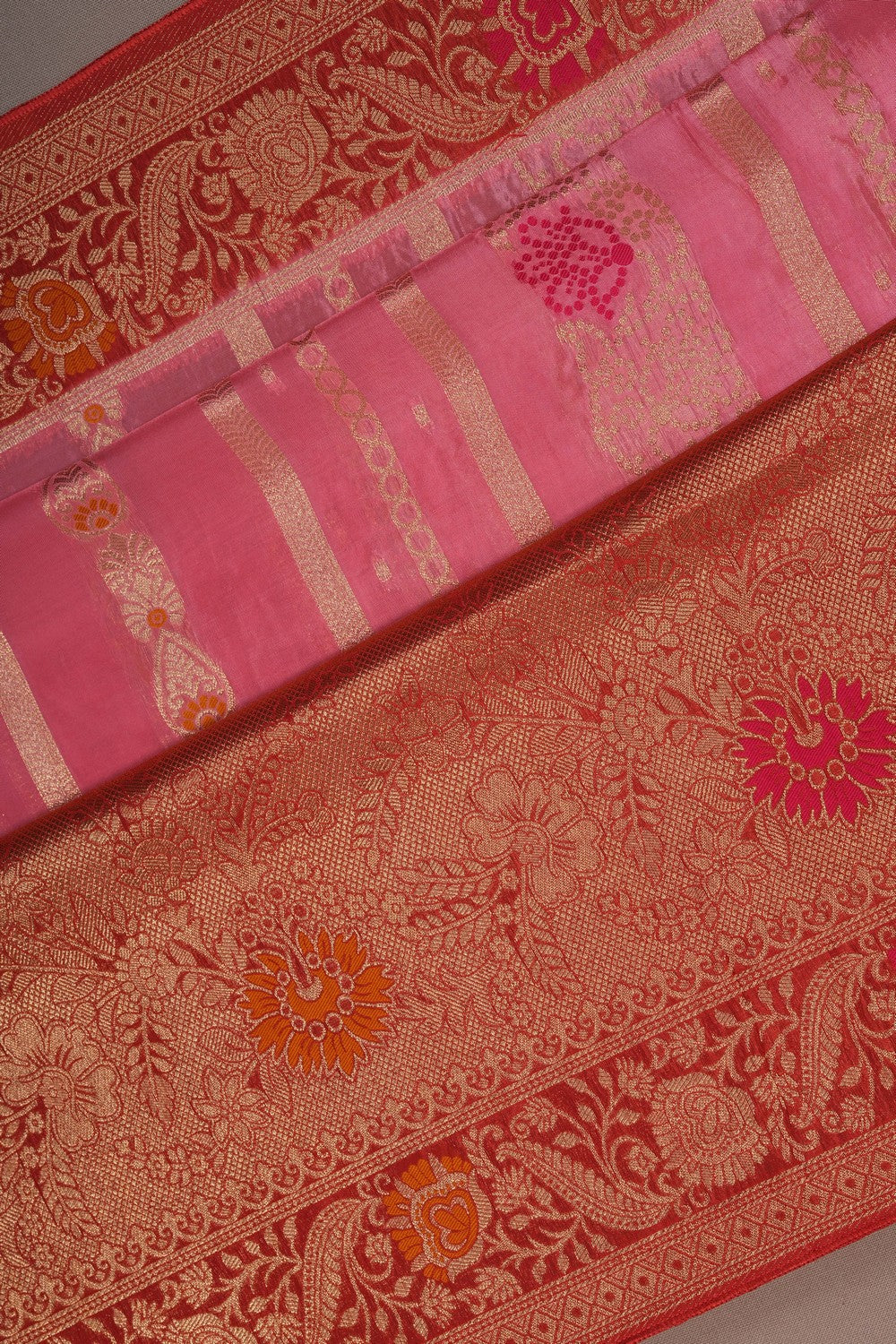 Image of Banarasi Tissue Silk Pink Saree