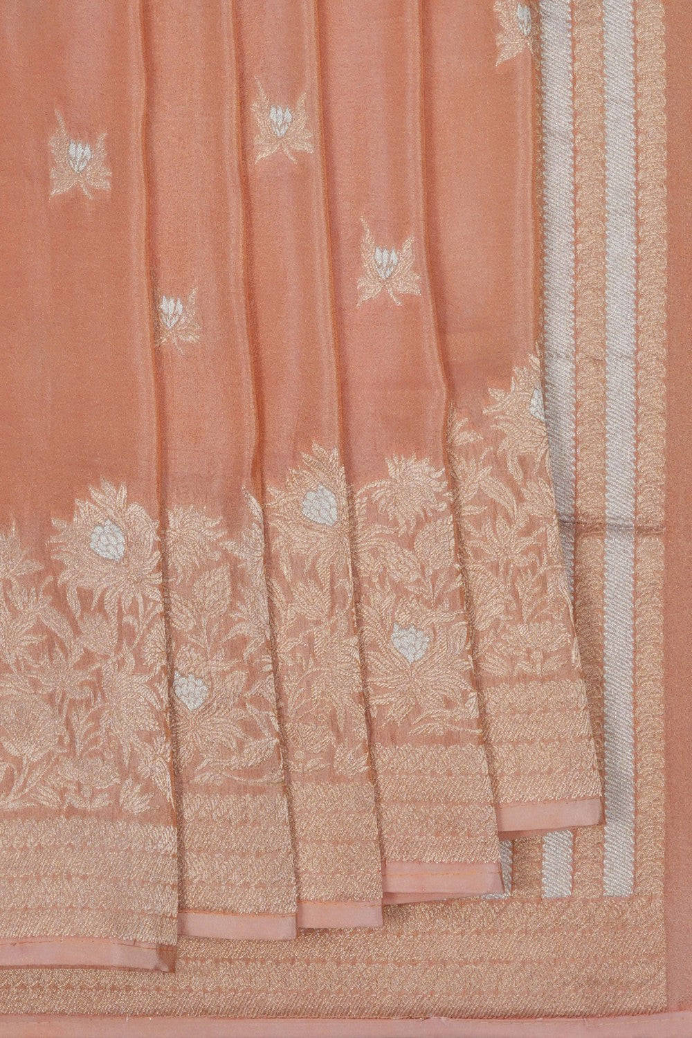Image of Banarasi Tissue Silk Peach Saree