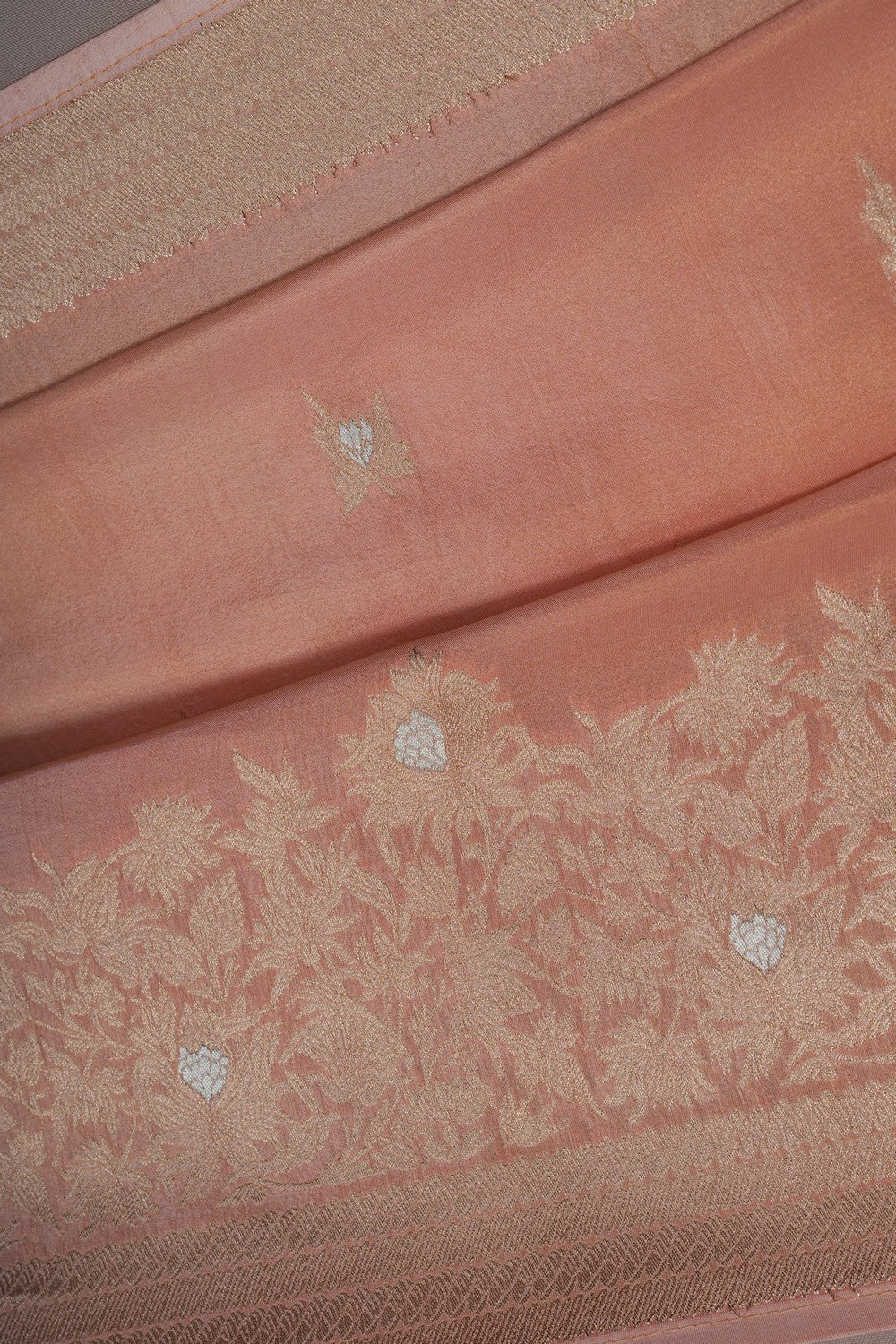 Image of Banarasi Tissue Silk Peach Saree