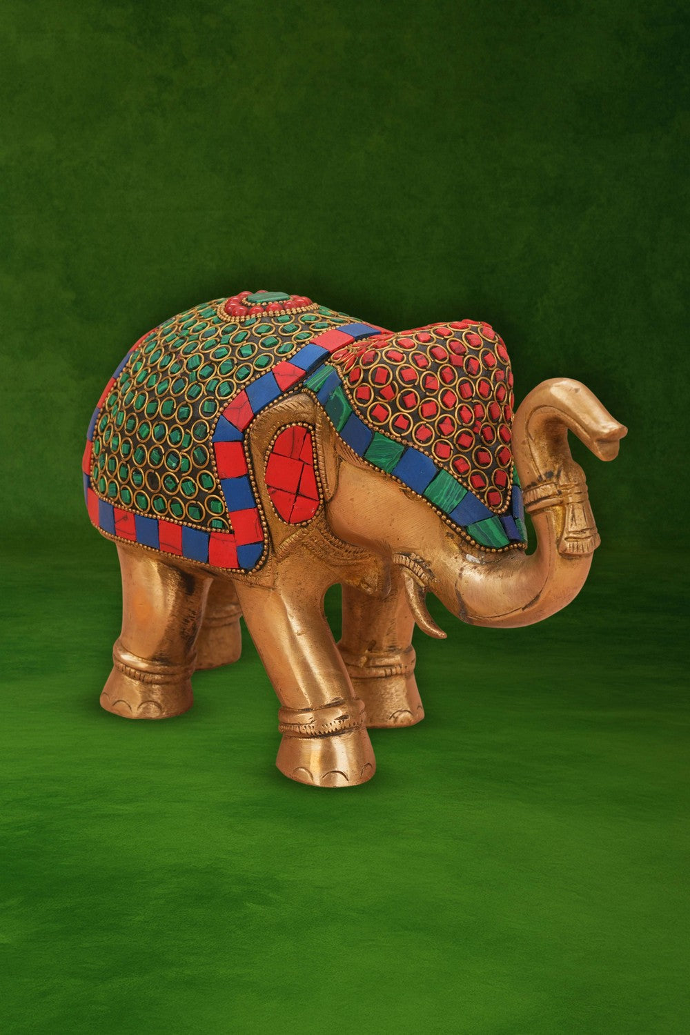 Image of Brass with Gemstone Elephant