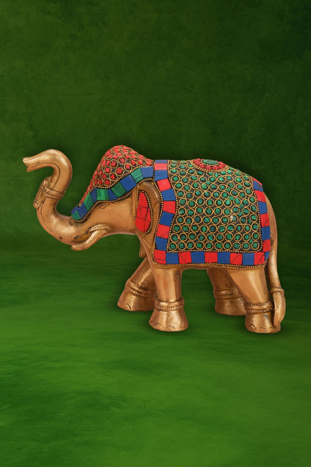 Image of Brass with Gemstone Elephant