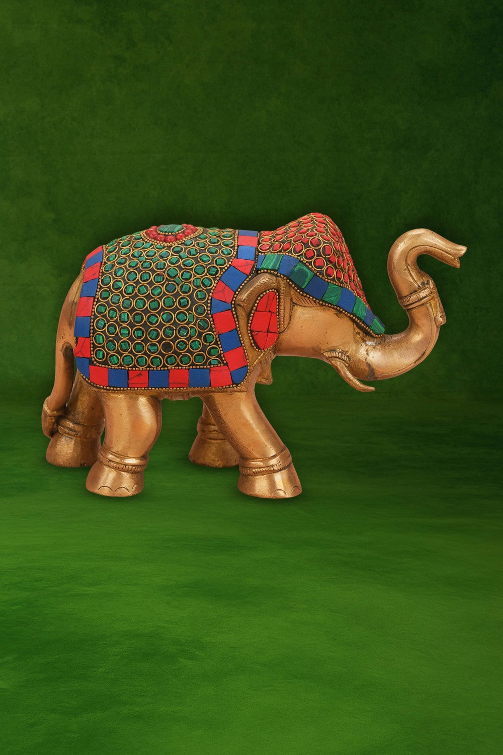 Image of Brass with Gemstone Elephant