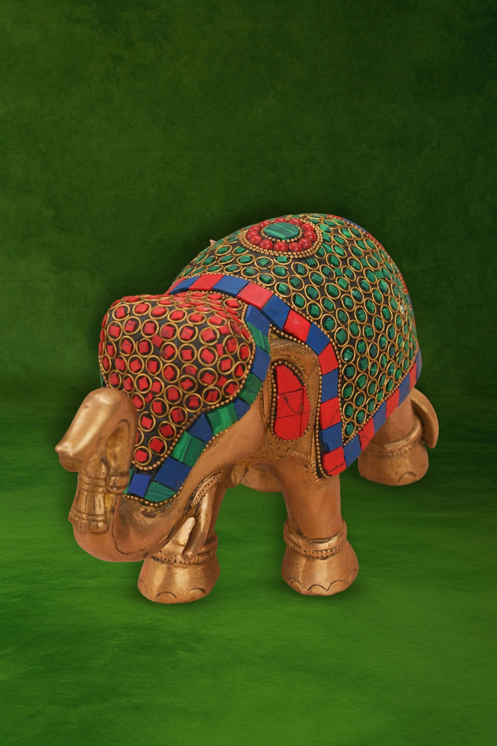 Image of Brass with Gemstone Elephant