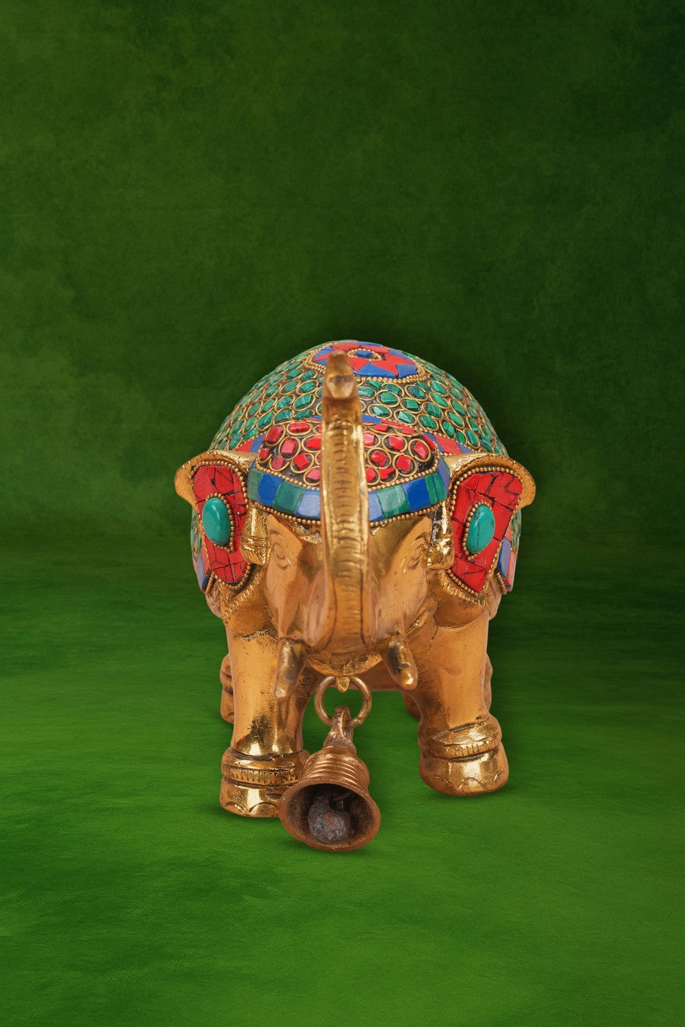 Image of Brass Bell with Gemstone Elephant