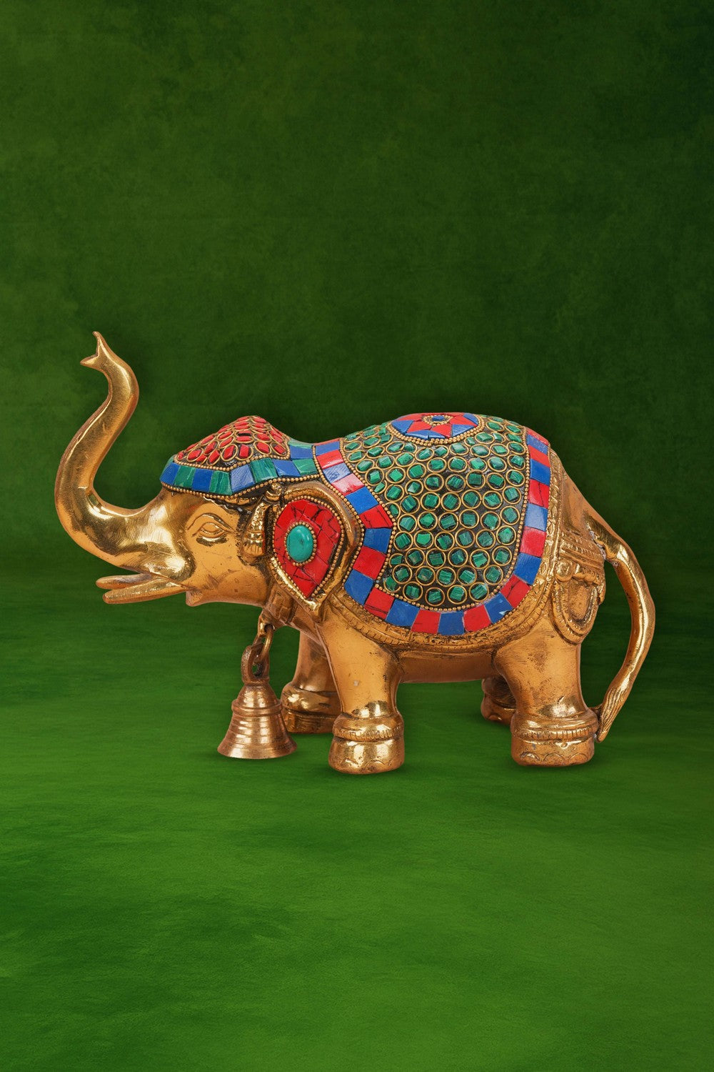Image of Brass Bell with Gemstone Elephant