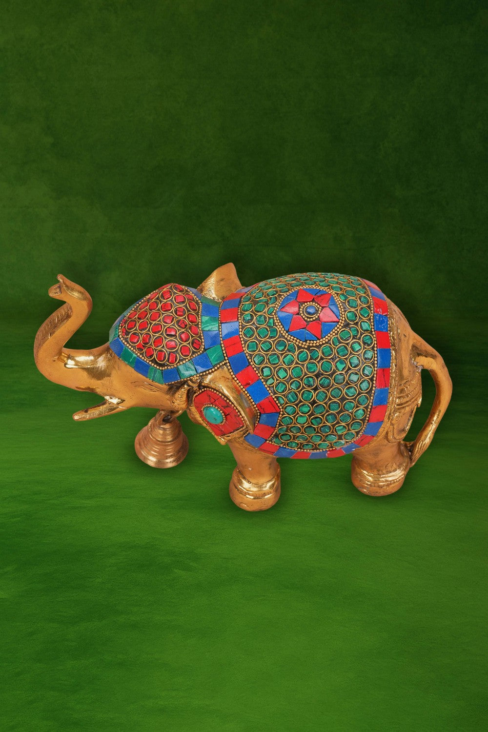 Image of Brass Bell with Gemstone Elephant
