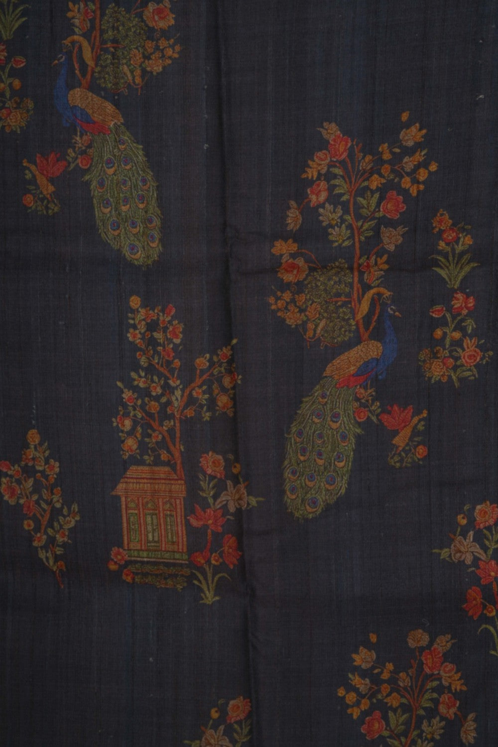 Image of Tussar Silk Floral Print Saree