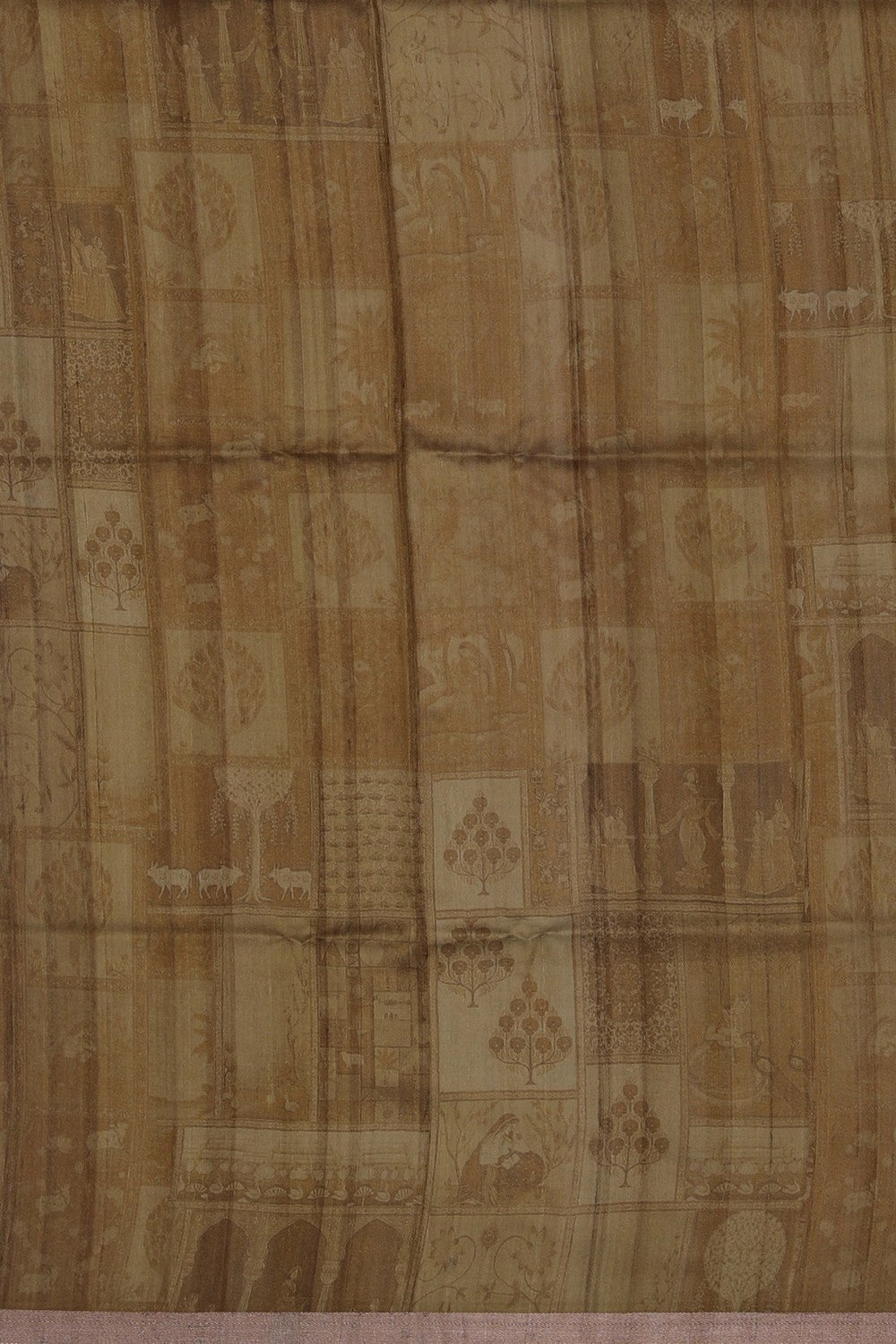 Image of Desi Tussar Silk Aesthetic Print Saree