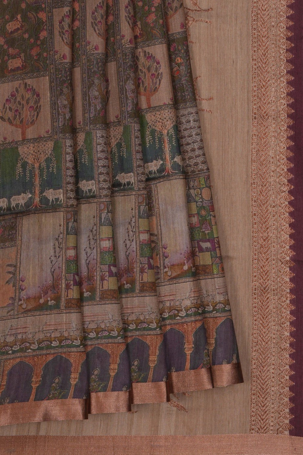 Image of Tussar silk aesthetic printed saree