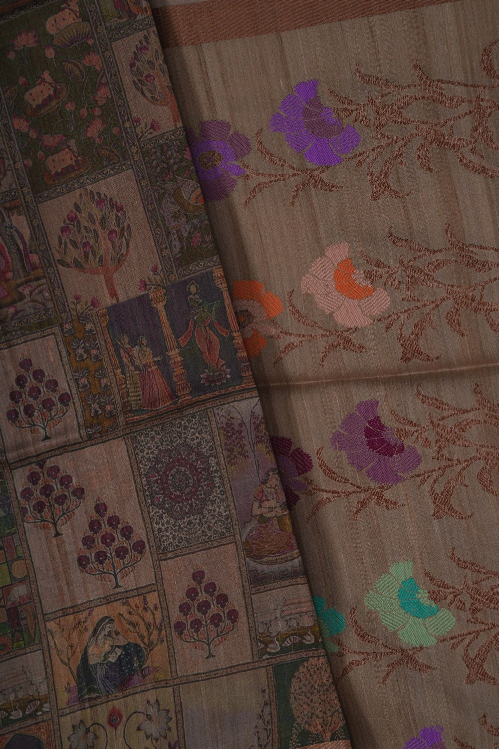 Image of Tussar silk aesthetic printed saree