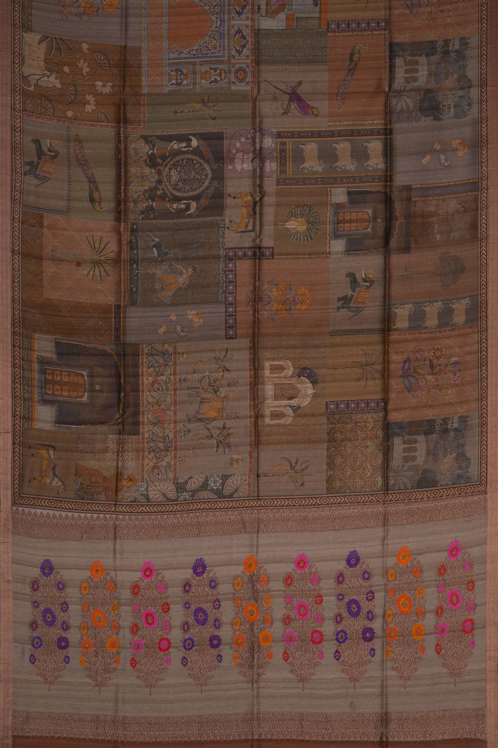 Image of Desi Tussar Silk Aesthetic Print Saree