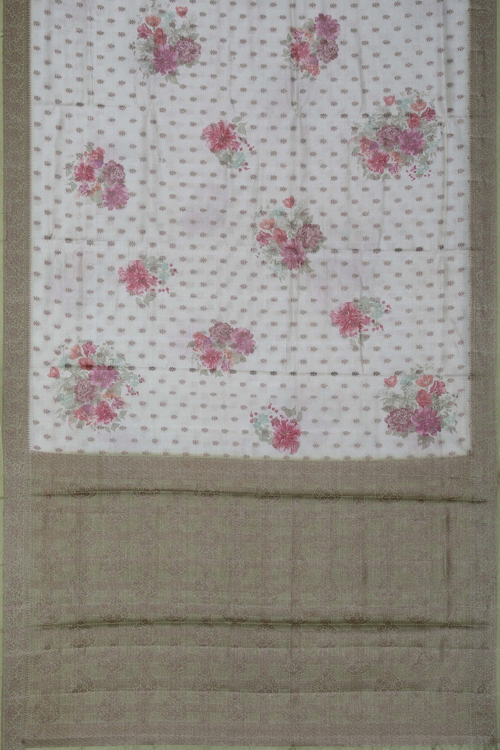 Image of Desi Tussar Silk Floral Print Saree