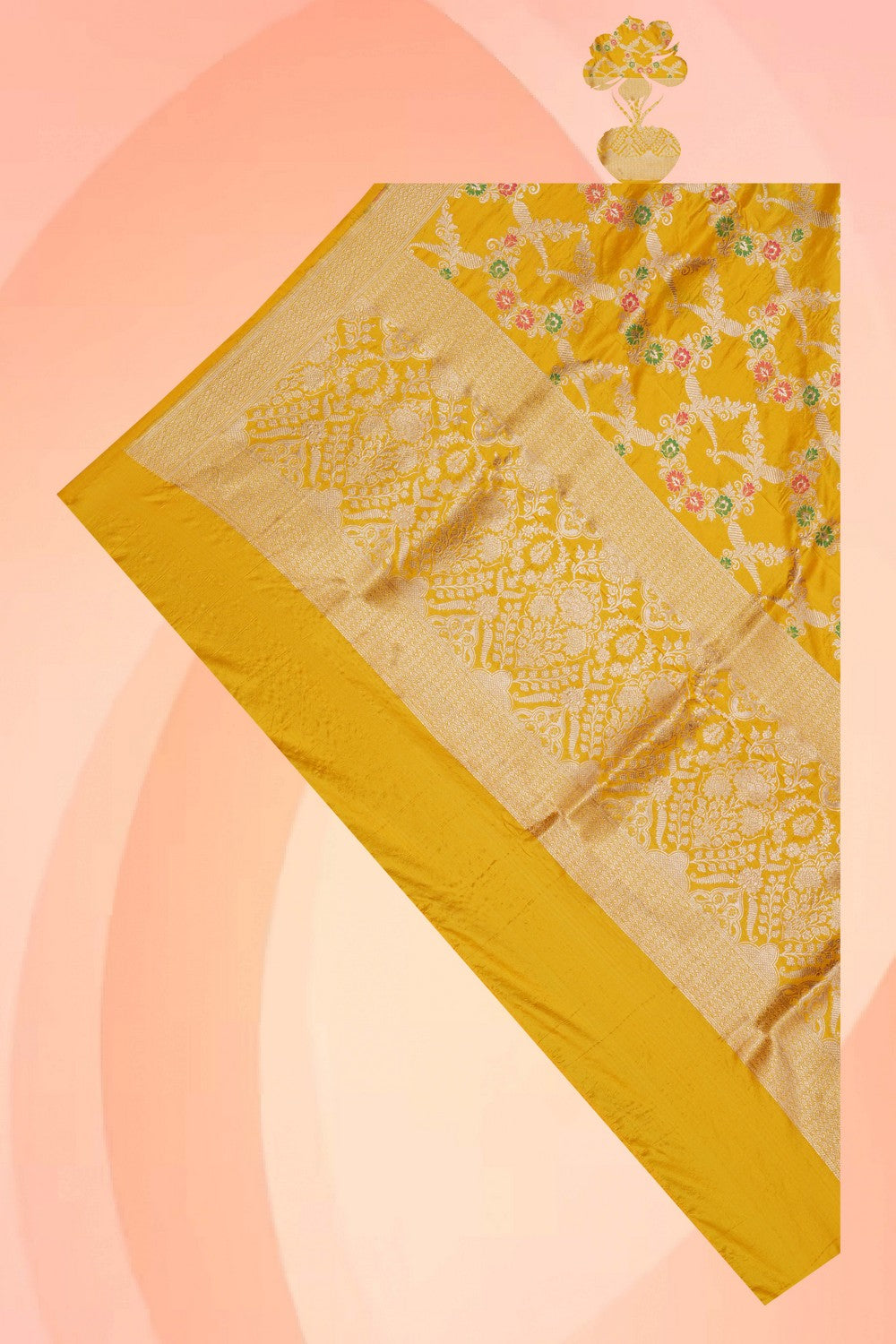 Image of Banarasi Silk Mustard Dupatta
