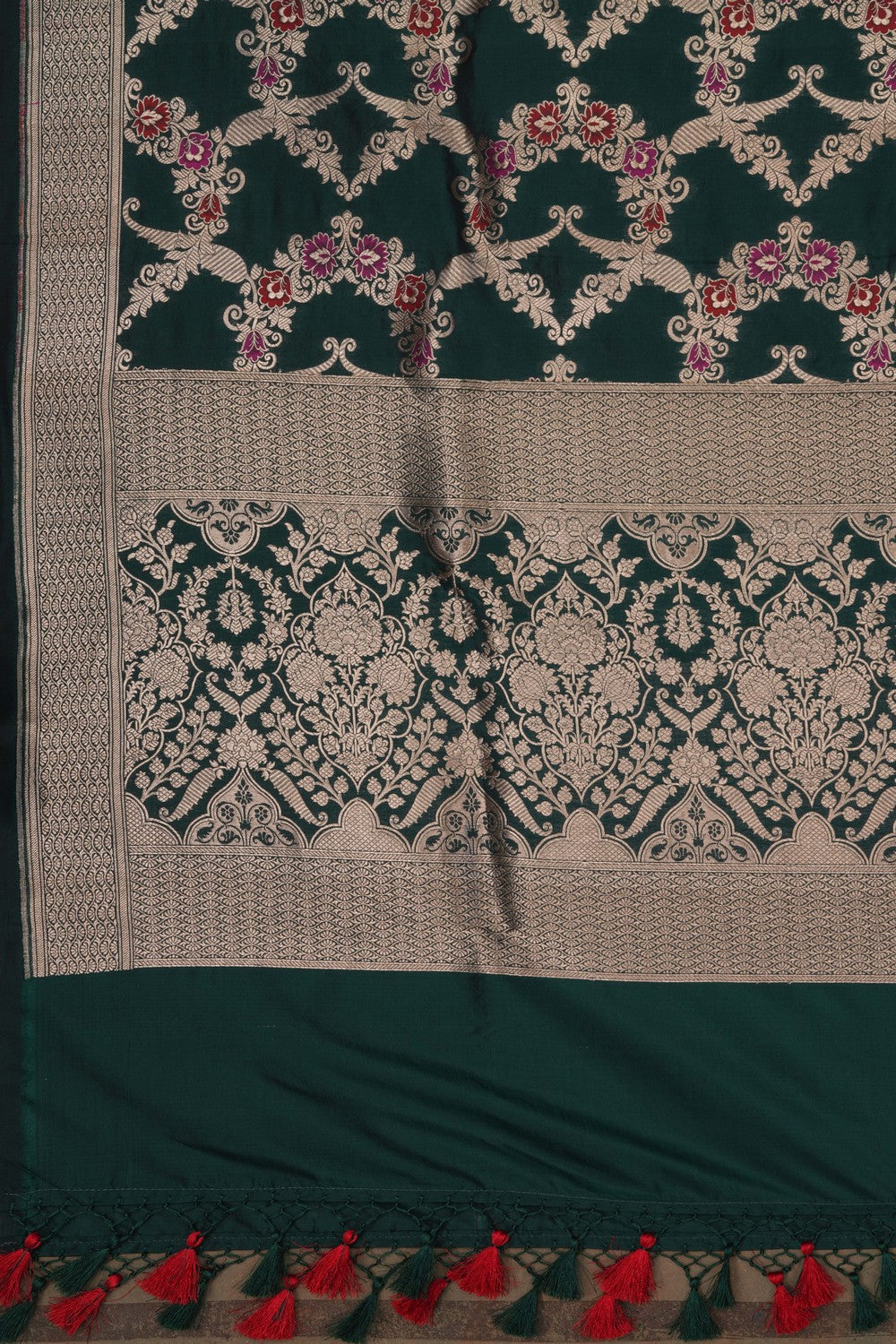Image of Banarasi Silk Bottle Green Dupatta