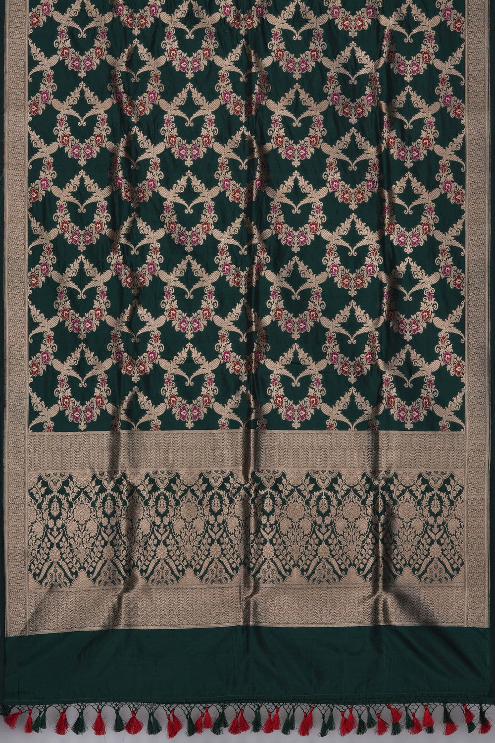 Image of Banarasi Silk Bottle Green Dupatta