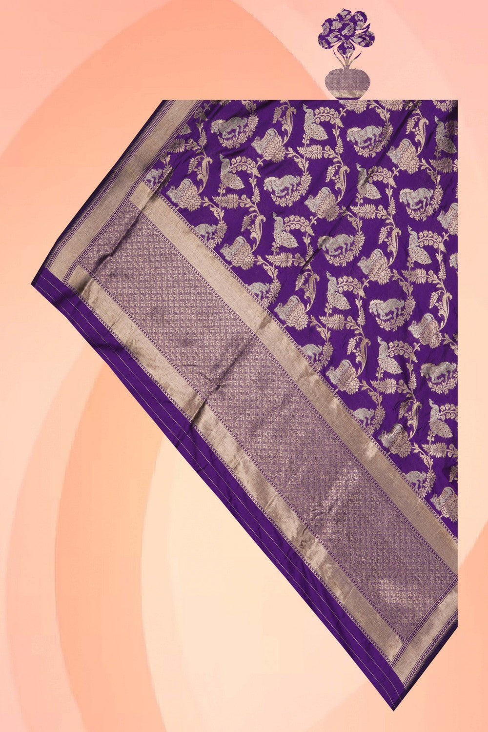 Image of Banarasi Silk Purple Dupatta